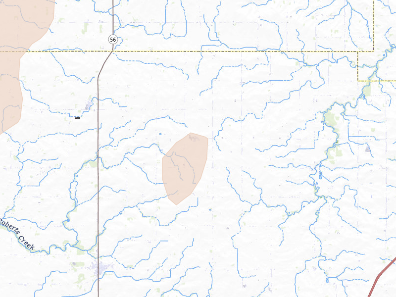 Radar-estimated hail-size map of the storm over Sargeant, MN on Jun 30, 2026