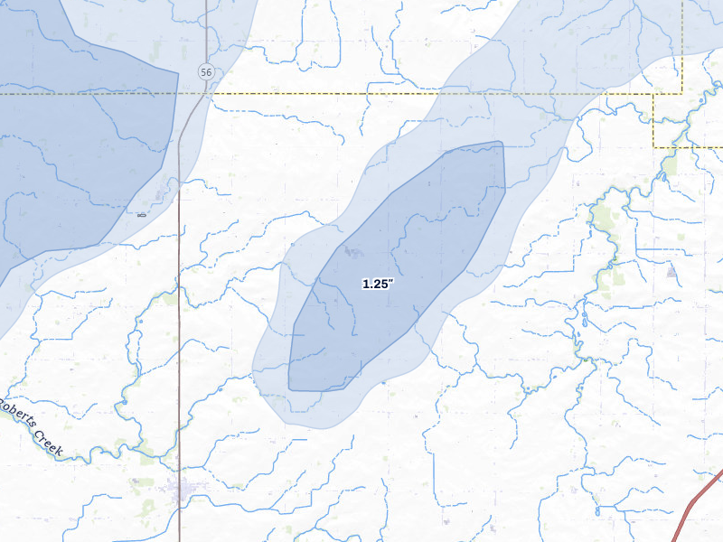 NEXRAD radar-signature map of the hail storm over Sargeant, MN on Jun 30, 2026