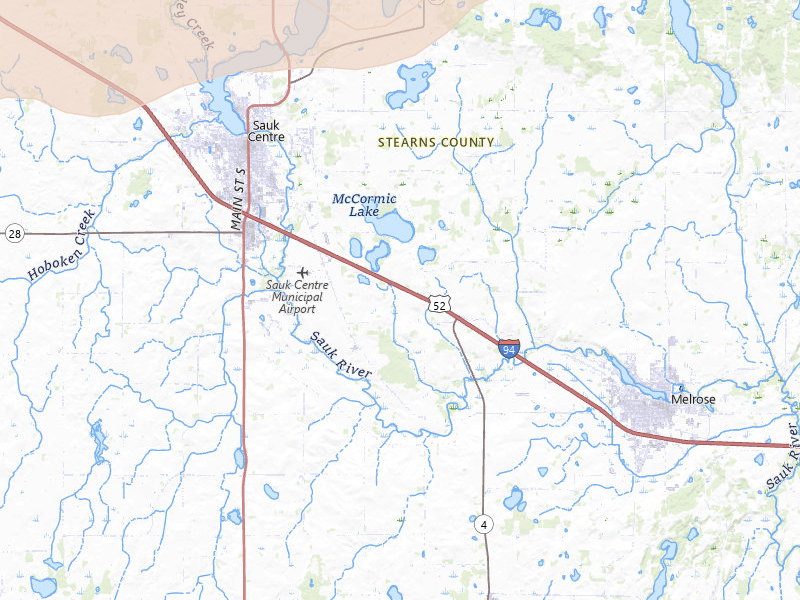 Radar-estimated hail-size map of the storm over Sauk Centre, MN on Jun 10, 2026