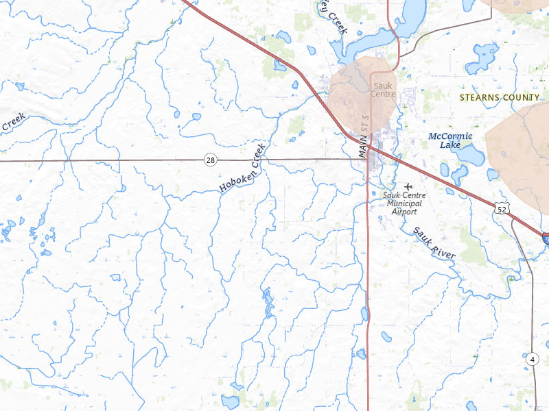 Radar-estimated hail-size map of the storm over Sauk Centre, MN on Aug 8, 2026