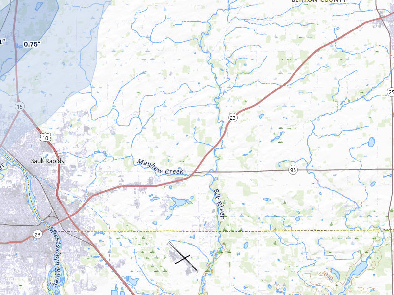 NEXRAD radar-signature map of the hail over Sauk Rapids, MN