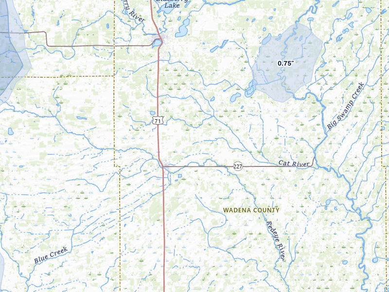 NEXRAD radar-signature map of the hail over Sebeka, MN