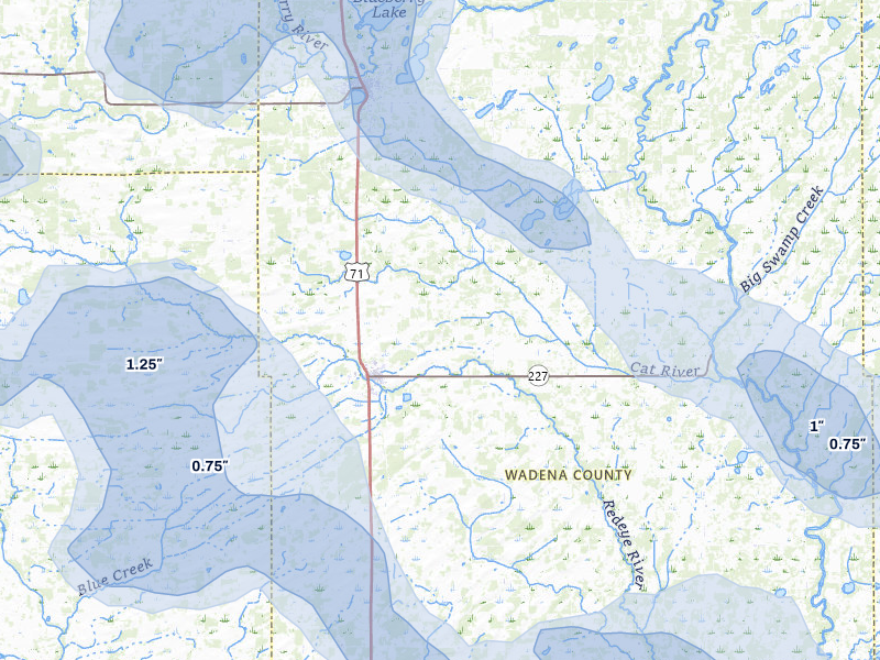 NEXRAD radar-signature map of the hail storm over Sebeka, MN on Jul 6, 2026