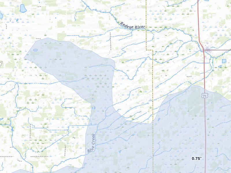NEXRAD radar-signature map of the hail storm over Sebeka, MN on Aug 7, 2026