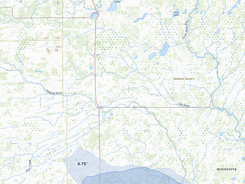 NEXRAD radar-signature map of the hail storm over Sebeka, MN on Aug 20, 2026