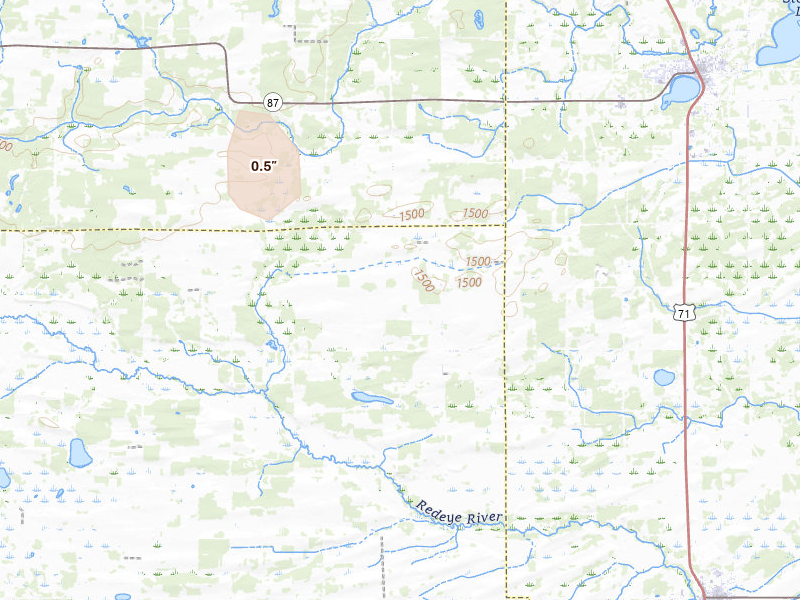 Radar-estimated hail-size map of the storm over Sebeka, MN