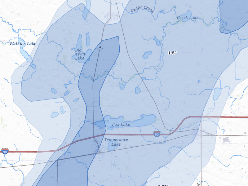 NEXRAD radar-signature map of the hail storm over Sherburn, MN on May 17, 2026