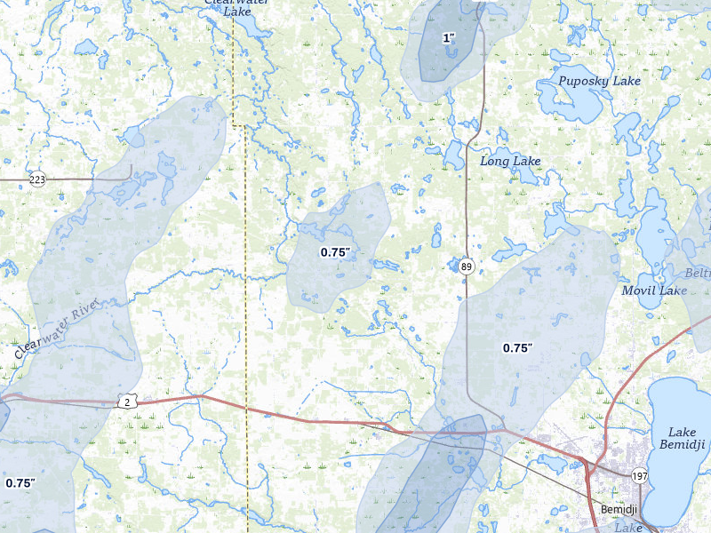 NEXRAD radar-signature map of the hail storm over Shevlin, MN on Jun 29, 2026