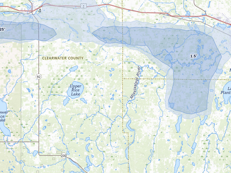 NEXRAD radar-signature map of the hail over Shevlin, MN