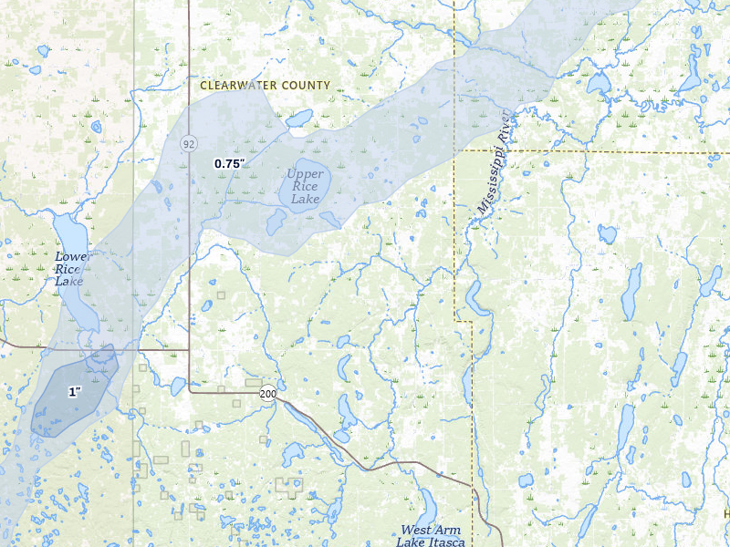 NEXRAD radar-signature map of the hail storm over Shevlin, MN on Aug 3, 2026