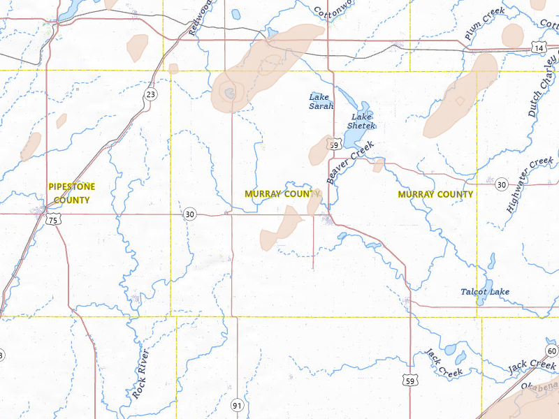 Radar-estimated hail-size map of the storm over Slayton, MN on Jun 29, 2026