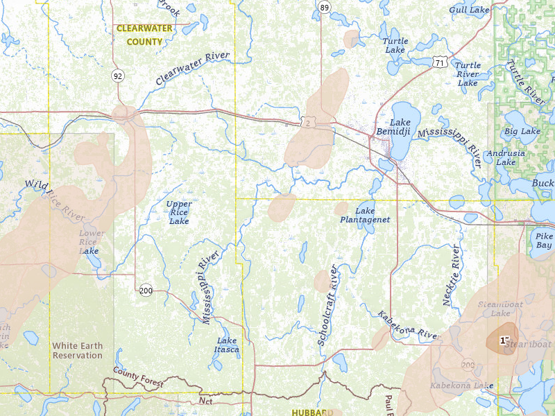 Radar-estimated hail-size map of the storm over Solway, MN on Jun 29, 2026