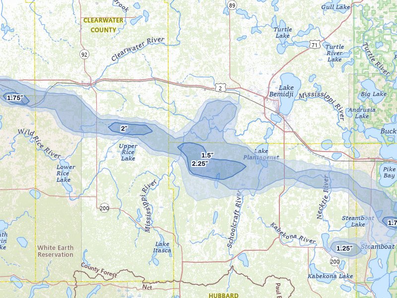 NEXRAD radar-signature map of the hail storm over Solway, MN on Jul 3, 2026