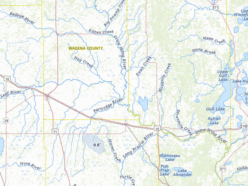 NEXRAD radar-signature map of the hail storm over Staples, MN on May 11, 2026