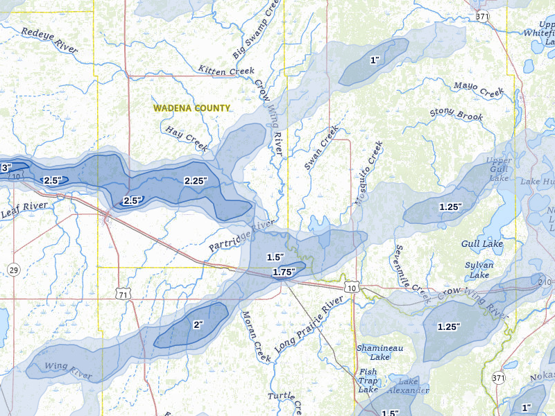 NEXRAD radar-signature map of the hail storm over Staples, MN on Jun 29, 2026