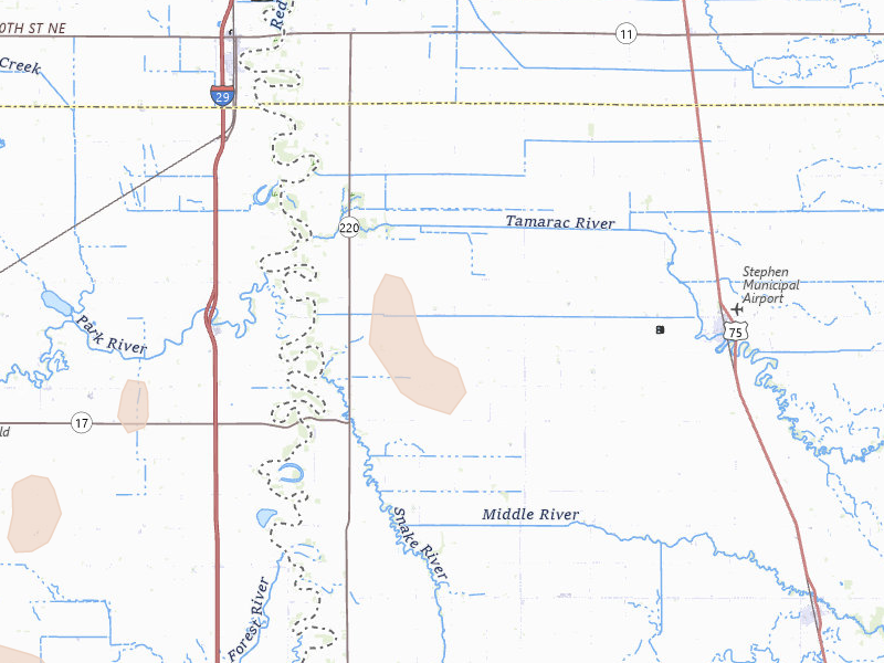 Radar-estimated hail-size map of the storm over Stephen, MN on Jun 29, 2026