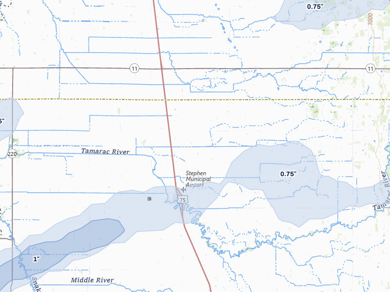 NEXRAD radar-signature map of the hail storm over Stephen, MN on Aug 2, 2026