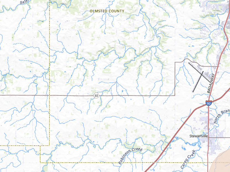 Radar-estimated hail-size map of the storm over Stewartville, MN on Jul 1, 2026