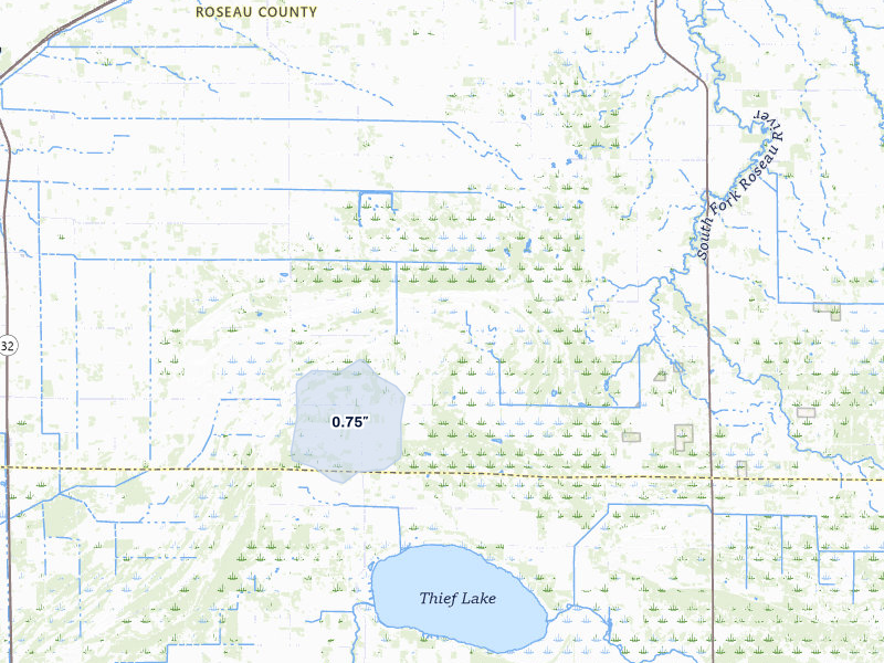 NEXRAD radar-signature map of the hail over Strathcona, MN