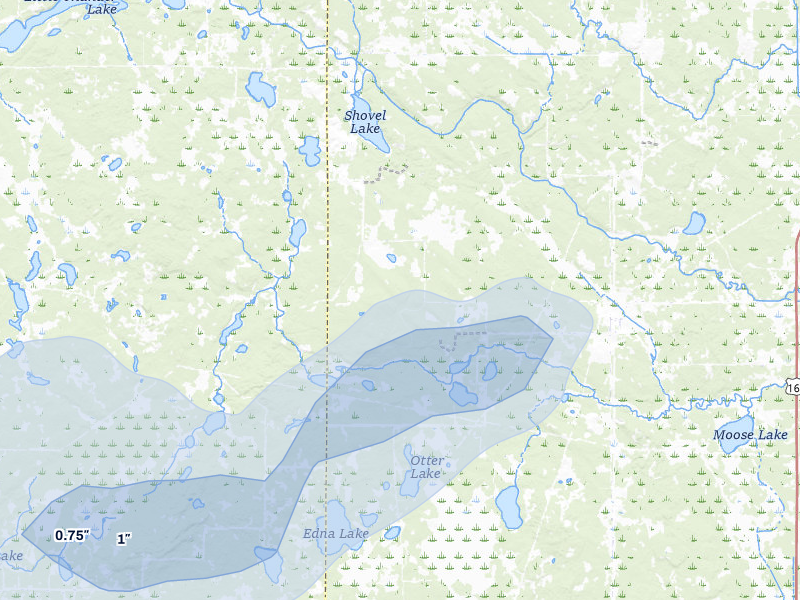 NEXRAD radar-signature map of the hail storm over Swatara, MN on Jun 29, 2026