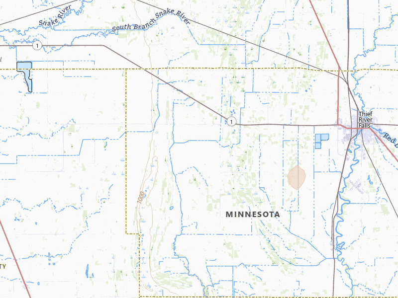 Radar-estimated hail-size map of the storm over Thief River Falls, MN on Jun 10, 2026