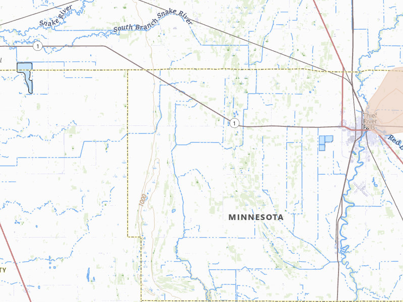 Radar-estimated hail-size map of the storm over Thief River Falls, MN on Jul 4, 2026
