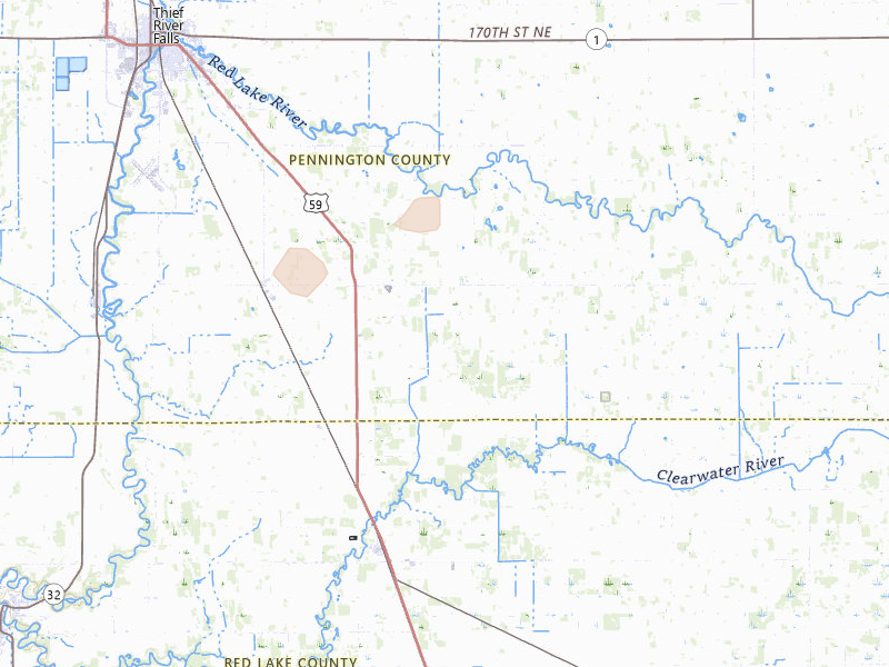 Radar-estimated hail-size map of the storm over Thief River Falls, MN on Aug 24, 2026