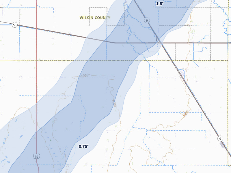 NEXRAD radar-signature map of the hail storm over Tintah, MN on Jun 29, 2026