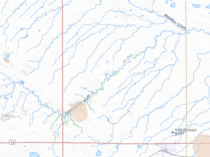 Radar-estimated hail-size map of the storm over Tracy, MN on Jun 3, 2026