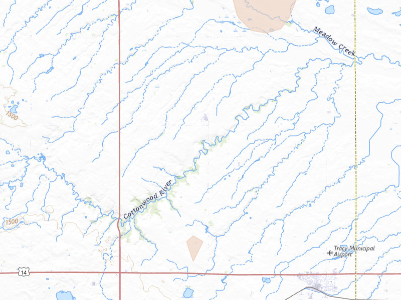 Radar-estimated hail-size map of the storm over Tracy, MN on Jun 9, 2026