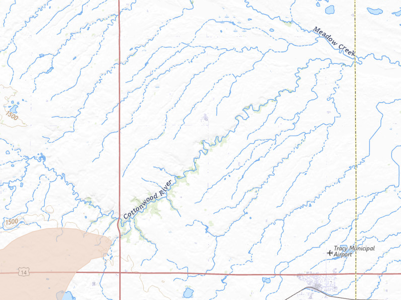 Radar-estimated hail-size map of the storm over Tracy, MN on Jun 29, 2026