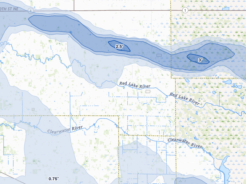 NEXRAD radar-signature map of the hail storm over Trail, MN on Jul 24, 2026