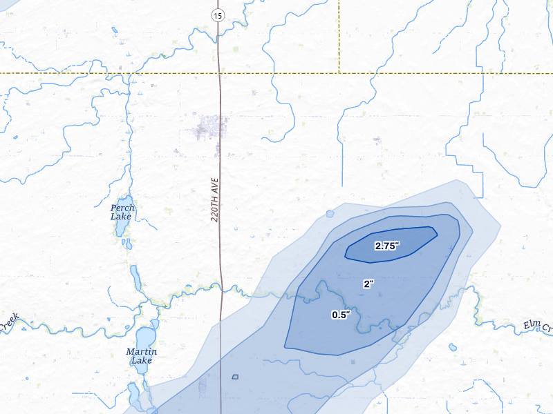 NEXRAD radar-signature map of the hail over Truman, MN