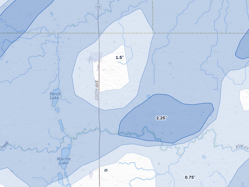 NEXRAD radar-signature map of the hail storm over Truman, MN on May 17, 2026