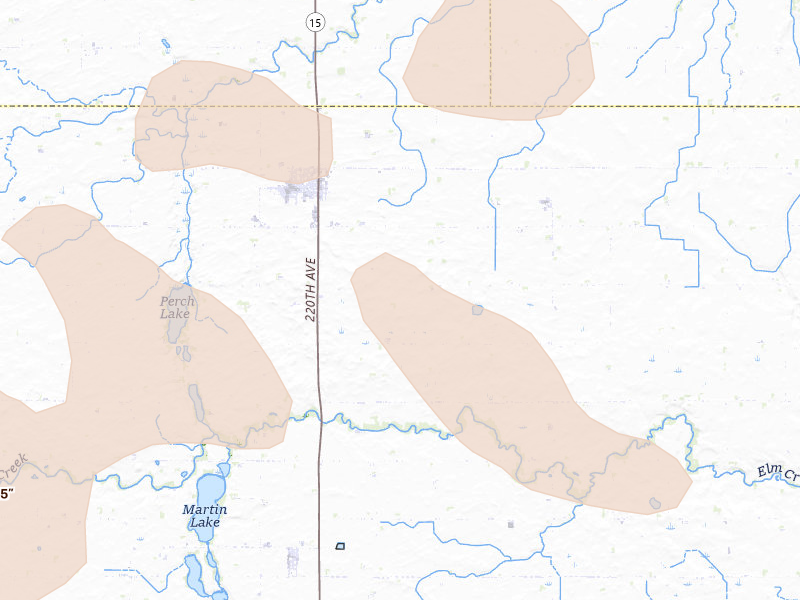 Radar-estimated hail-size map of the storm over Truman, MN on Jun 27, 2026