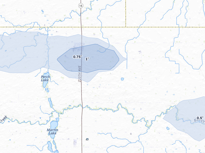 NEXRAD radar-signature map of the hail storm over Truman, MN on Jun 27, 2026