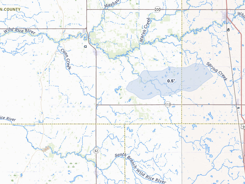 NEXRAD radar-signature map of the hail storm over Twin Valley, MN on May 11, 2026