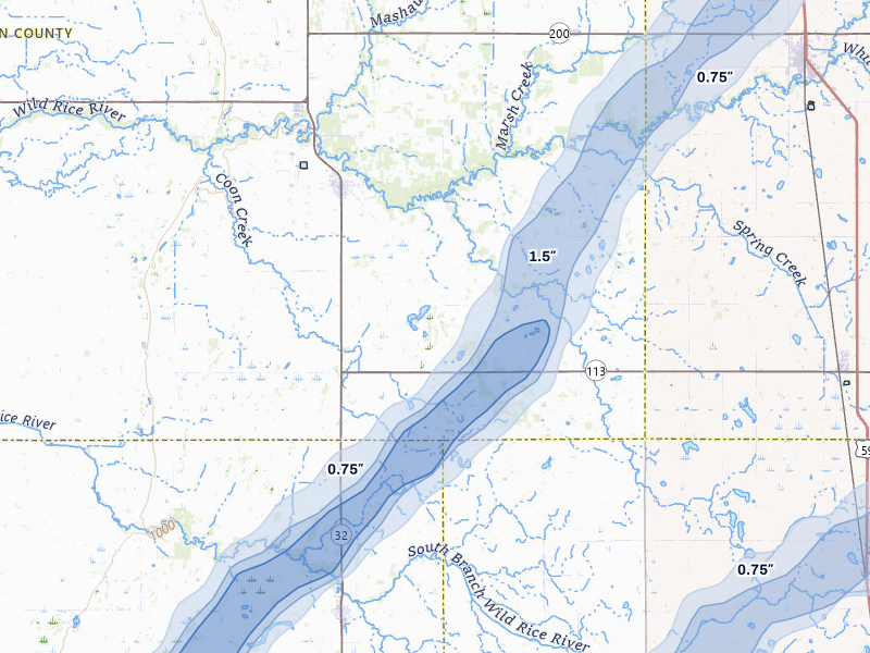 NEXRAD radar-signature map of the hail storm over Twin Valley, MN on Jun 29, 2026
