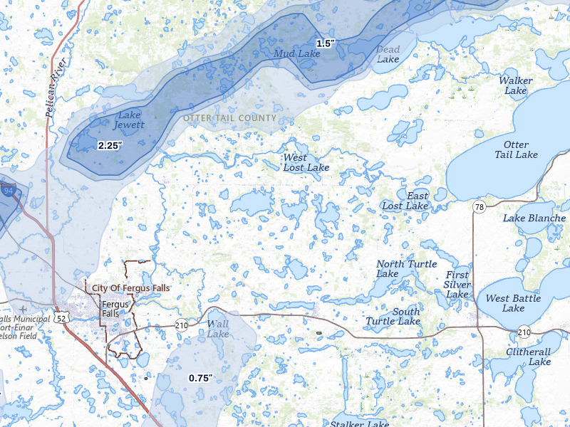 NEXRAD radar-signature map of the hail storm over Underwood, MN on Jun 29, 2026