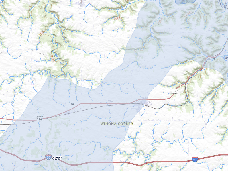 NEXRAD radar-signature map of the hail storm over Utica, MN on May 17, 2026