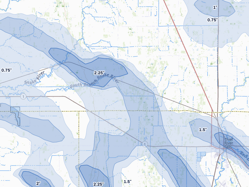 NEXRAD radar-signature map of the hail storm over Viking, MN on Jul 24, 2026