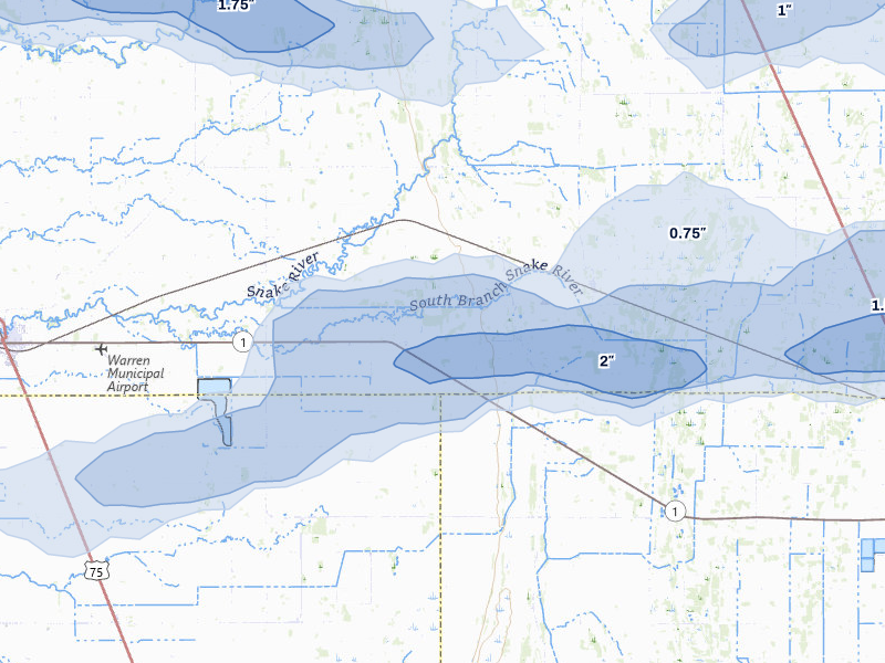 NEXRAD radar-signature map of the hail storm over Viking, MN on Aug 2, 2026