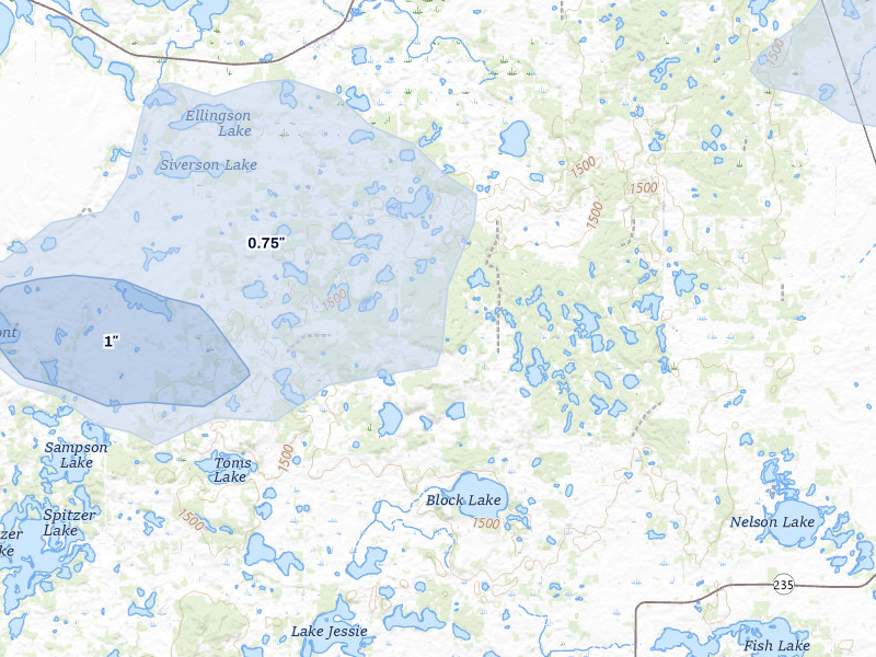 NEXRAD radar-signature map of the hail storm over Vining, MN on Jul 6, 2026
