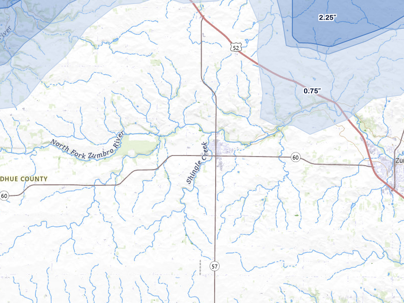NEXRAD radar-signature map of the hail over Wanamingo, MN