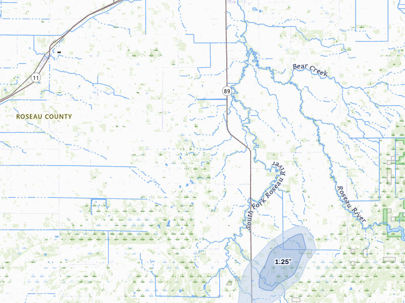 NEXRAD radar-signature map of the hail storm over Wannaska, MN on Jul 30, 2026