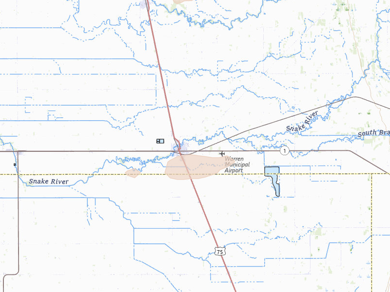 Radar-estimated hail-size map of the storm over Warren, MN on Aug 24, 2026
