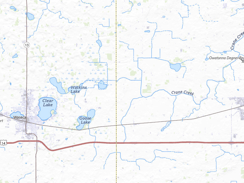 Radar-estimated hail-size map of the storm over Waseca, MN on Jul 1, 2026