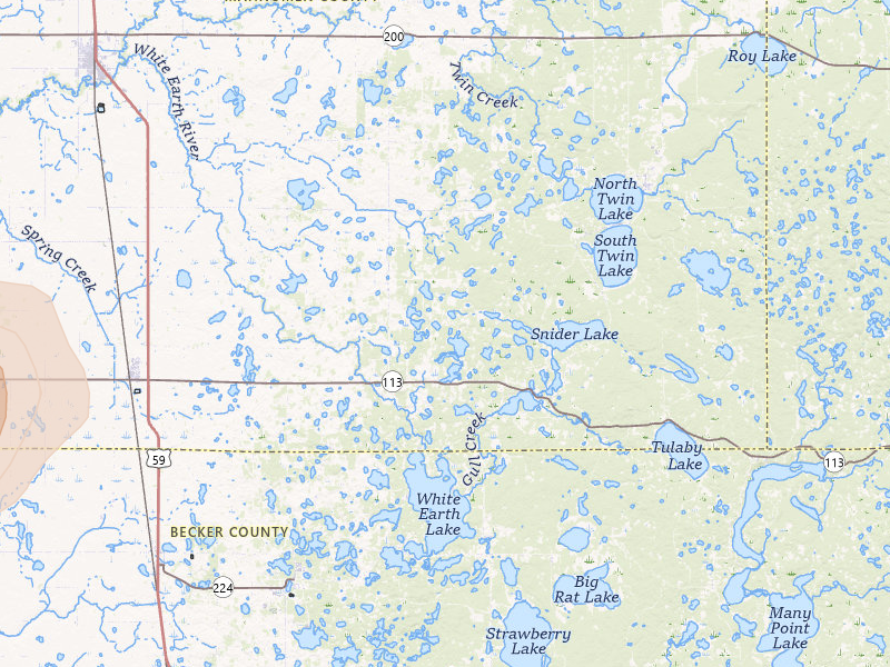 Radar-estimated hail-size map of the storm over Waubun, MN