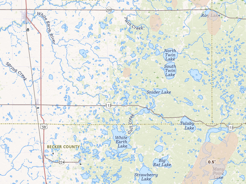 Radar-estimated hail-size map of the storm over Waubun, MN