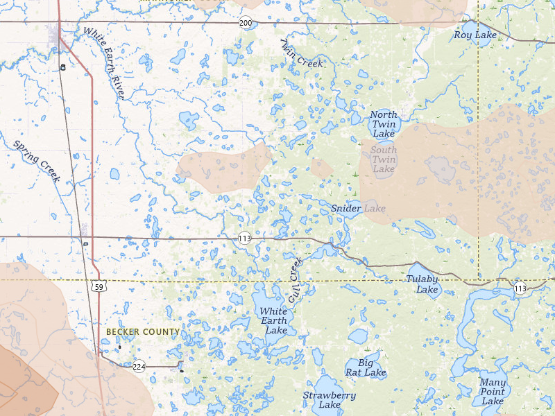 Radar-estimated hail-size map of the storm over Waubun, MN on Jul 6, 2026